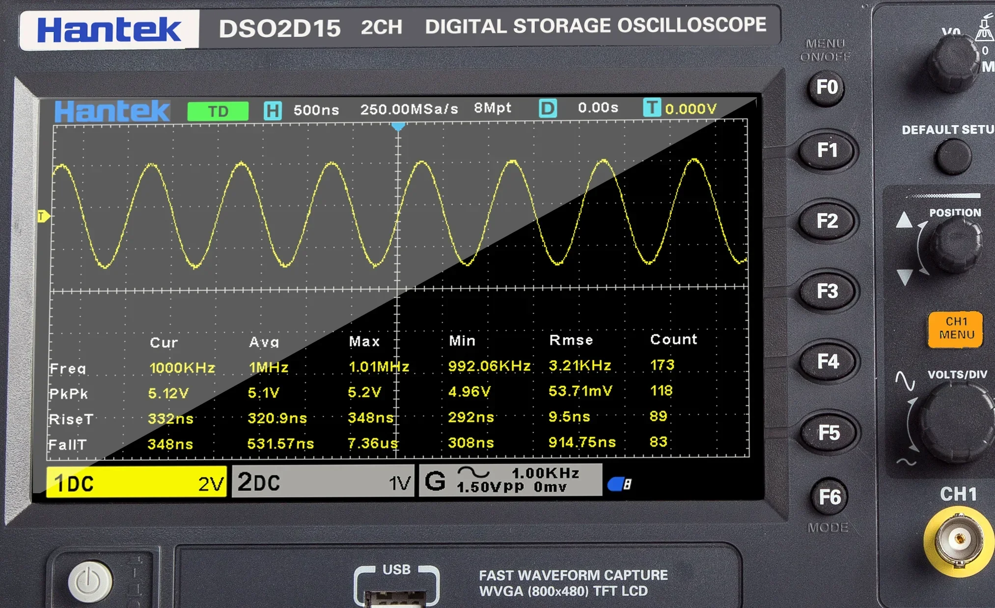 Digital Storage Oscilloscope 100Mhz - Hassasiyet Hantek Sinyal Üretim Osiloskopu DSO2C10